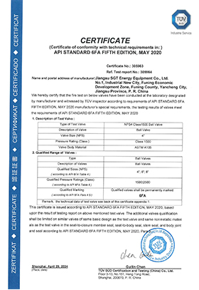 4" Class 1500 API 6FA Certification