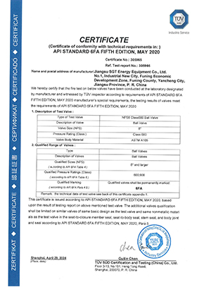 8" Class 600 API 6FA Certification