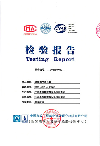 City Gas Pressure Regulator KS202 Type Test Report