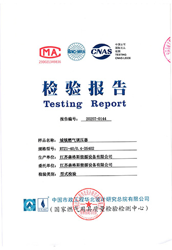 City Gas Pressure Regulator DS402 Type Test Report