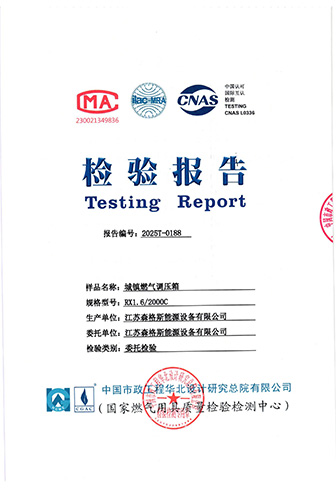 City Gas Pressure Regulator Box Commissioned Test Report