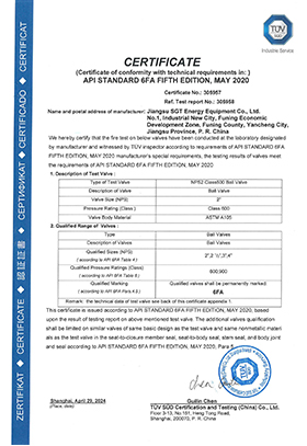 2“Class600 API 6FA Certification